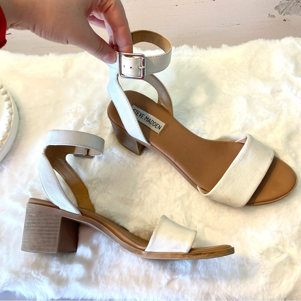 Steve Madden Women's White Block Heel Sandals